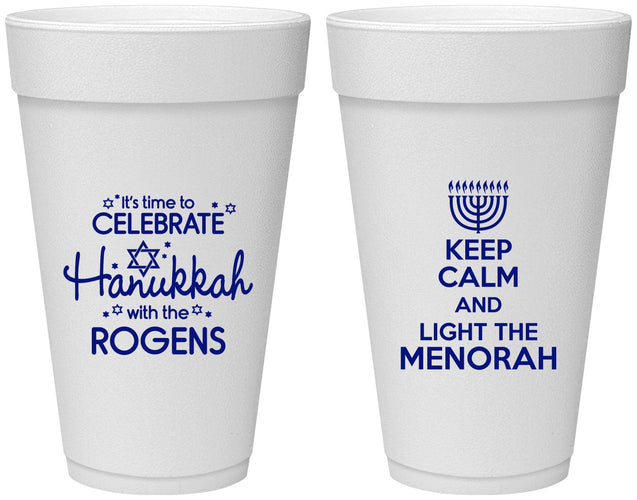 Personalized Hanukkah 20 oz Foam Cups - Menorah | 270013