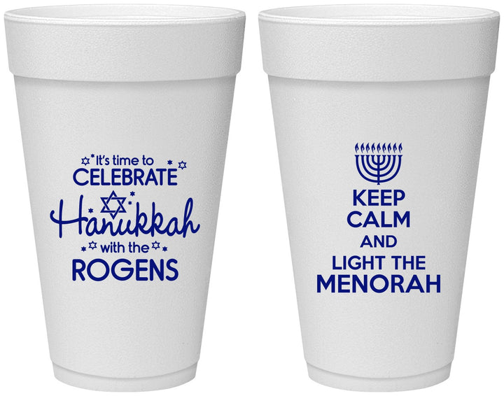 Personalized Hanukkah 20 oz Foam Cups - Menorah | 270013