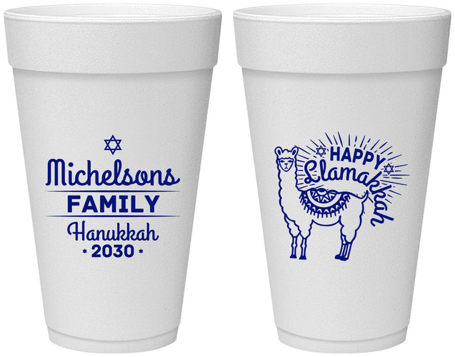 Personalized Hanukkah 20 oz Foam Cups - Llamakkah | 270017