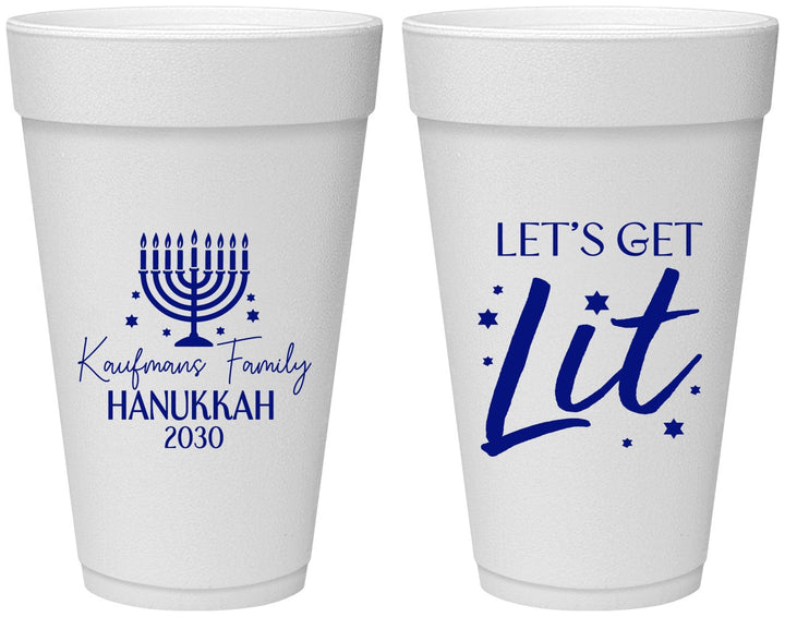 Personalized Hanukkah 20 oz Foam Cups - Lets Get Lit | 270020