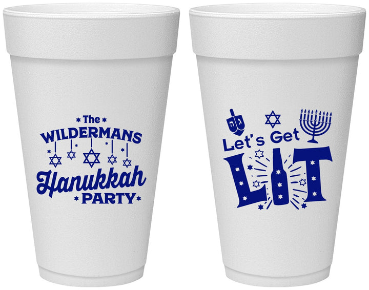 Personalized Hanukkah 20 oz Foam Cups - Lets Get Lit | 270022