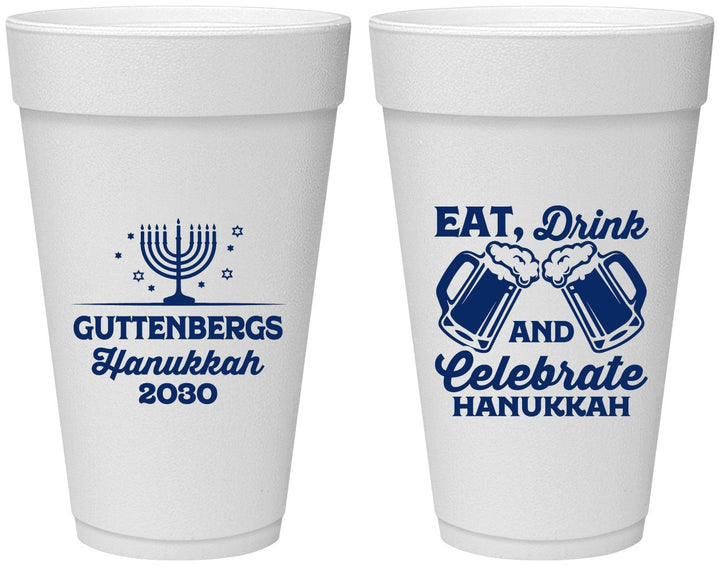 Personalized Hanukkah 20 oz Foam Cups - Menorah | 270023