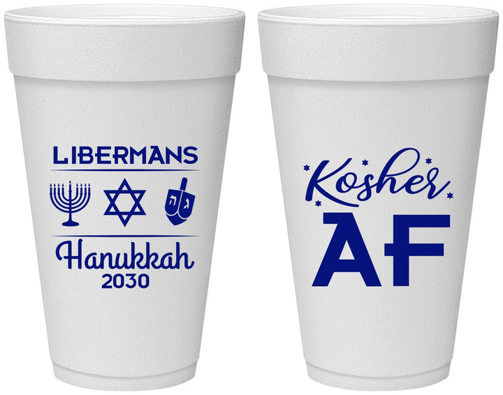 Personalized Hanukkah 20 oz Foam Cups - Menorah Dreidel | 270024