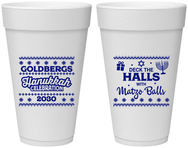 Personalized Hanukkah 20 oz Foam Cups - Matzo Balls | 270029