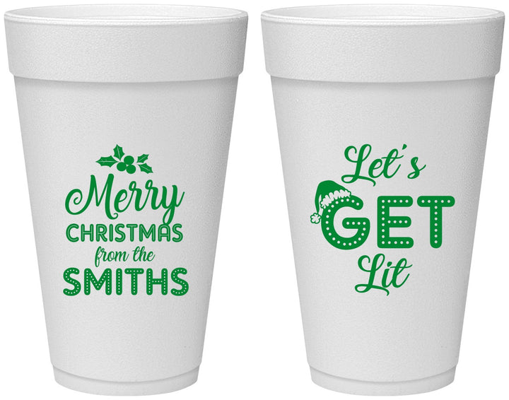 Personalized Christmas 20 oz Foam Cups - Lets Get Lit | 280001