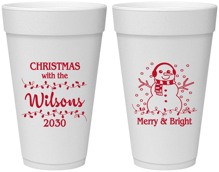 Personalized Christmas 20 oz Foam Cups - Snowman | 280002