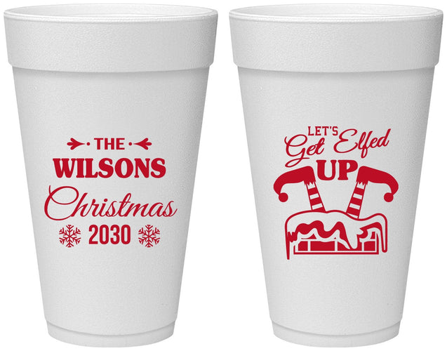 Personalized Christmas 20 oz Foam Cups - Lets Get Elfed Up | 280006
