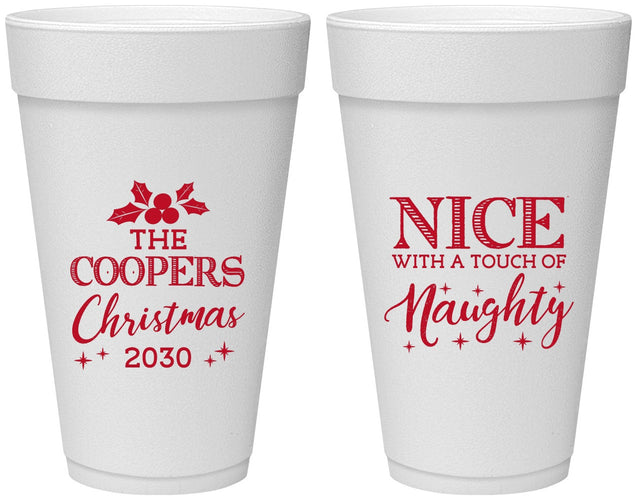 Personalized Christmas 20 oz Foam Cups - Naughty Or Nice | 280008