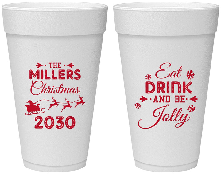 Personalized Christmas 20 oz Foam Cups - Eat Drink And Be Jolly | 280010