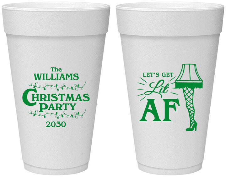 Personalized Christmas 20 oz Foam Cups - Lit Af | 280011