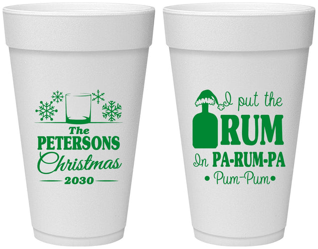 Personalized Christmas 20 oz Foam Cups - Pa Rum Pa | 280013
