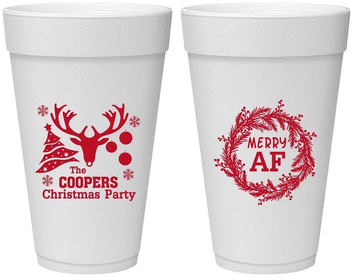 Personalized Christmas 20 oz Foam Cups - Merry Af | 280014