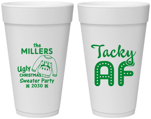 Personalized Christmas 20 oz Foam Cups - Tacky Af | 280017