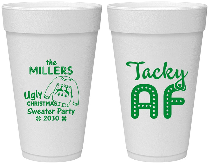 Personalized Christmas 20 oz Foam Cups - Tacky Af | 280017