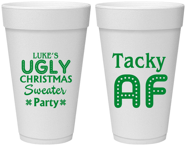 Personalized Christmas 20 oz Foam Cups - Tacky Af | 280021