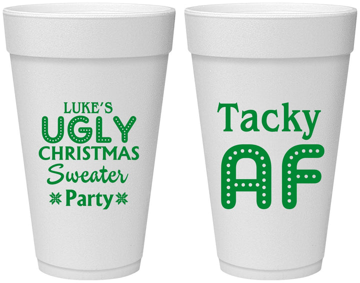 Personalized Christmas 20 oz Foam Cups - Tacky Af | 280021