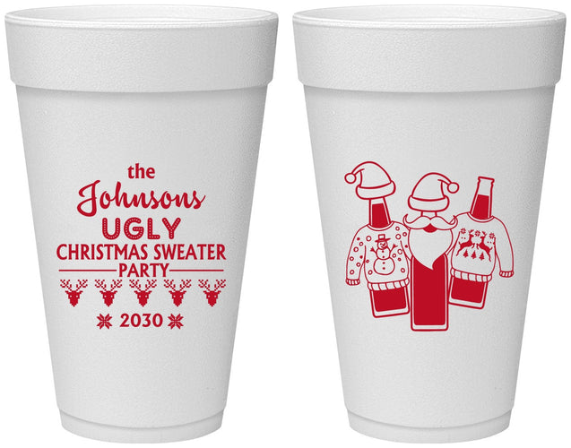 Personalized Christmas 20 oz Foam Cups - Ugly Sweater | 280022