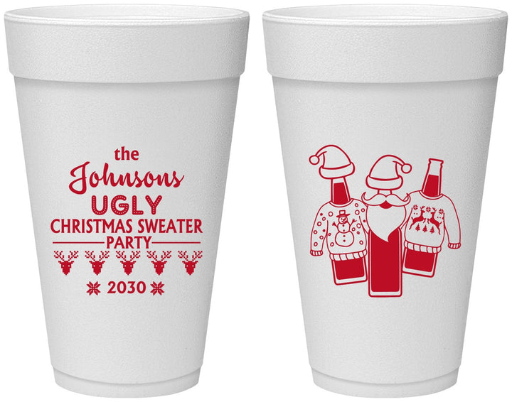 Personalized Christmas 20 oz Foam Cups - Ugly Sweater | 280022