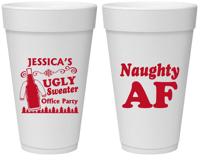 Personalized Christmas 20 oz Foam Cups - Eat Drink Be Ugly | 280024