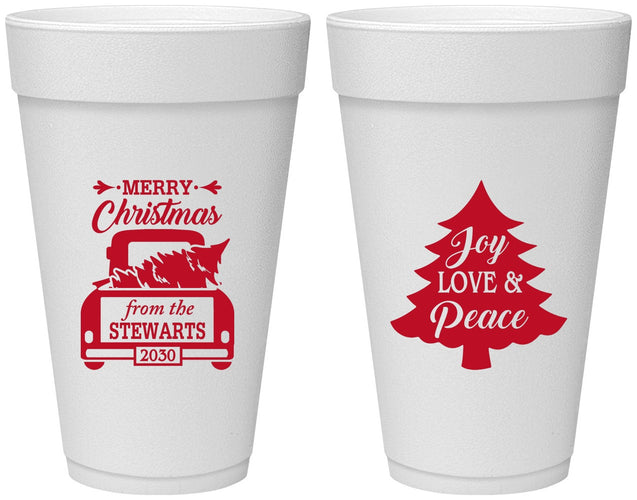 Personalized Christmas 20 oz Foam Cups - Christmas Tree | 280026