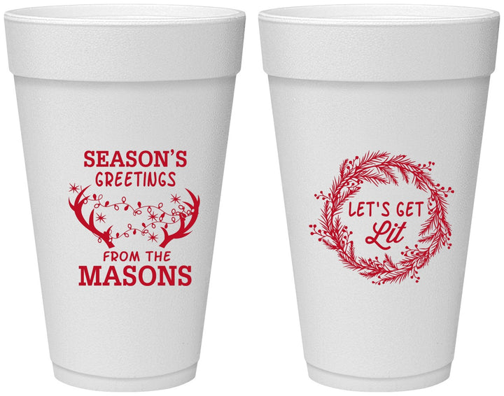 Personalized Christmas 20 oz Foam Cups - Lets Get Lit | 280032