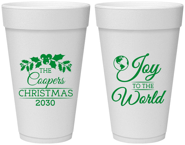 Personalized Christmas 20 oz Foam Cups - Joy To The World | 280035