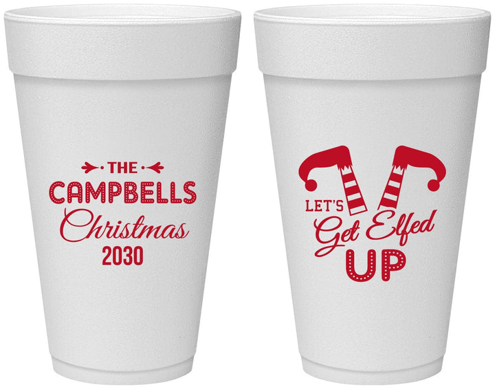 Personalized Christmas 20 oz Foam Cups - Lets Get Elfed Up | 280036