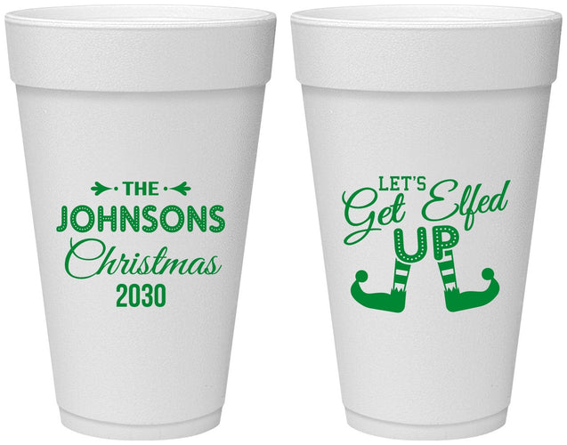 Personalized Christmas 20 oz Foam Cups - Lets Get Elfed Up | 280037