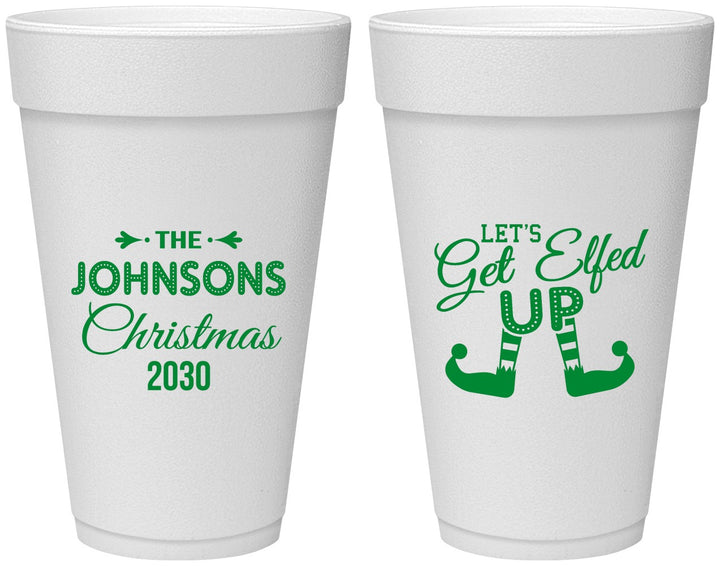 Personalized Christmas 20 oz Foam Cups - Lets Get Elfed Up | 280037