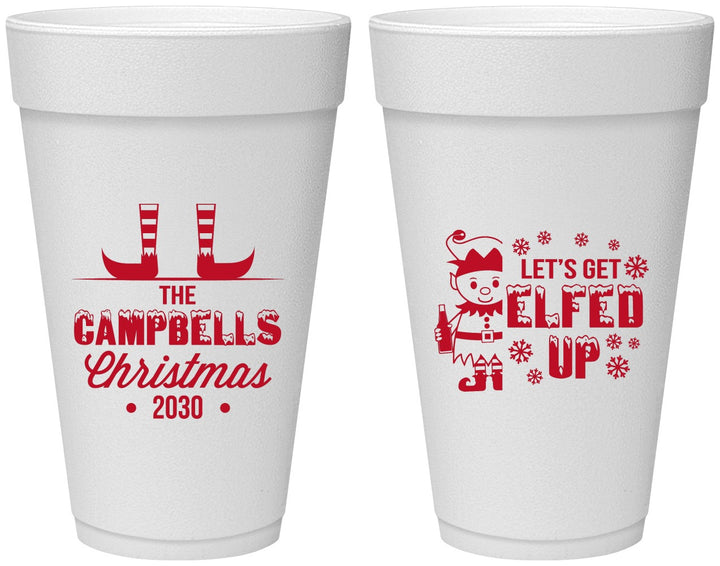Personalized Christmas 20 oz Foam Cups - Lets Get Elfed Up | 280038
