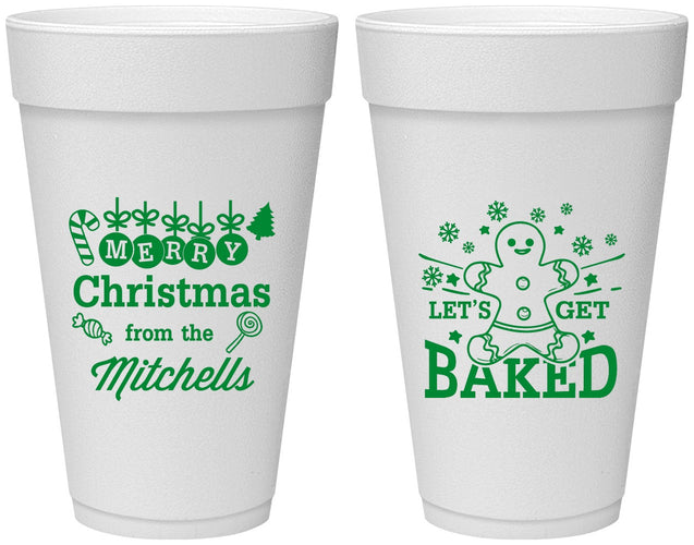 Personalized Christmas 20 oz Foam Cups - Lets Get Baked | 280039