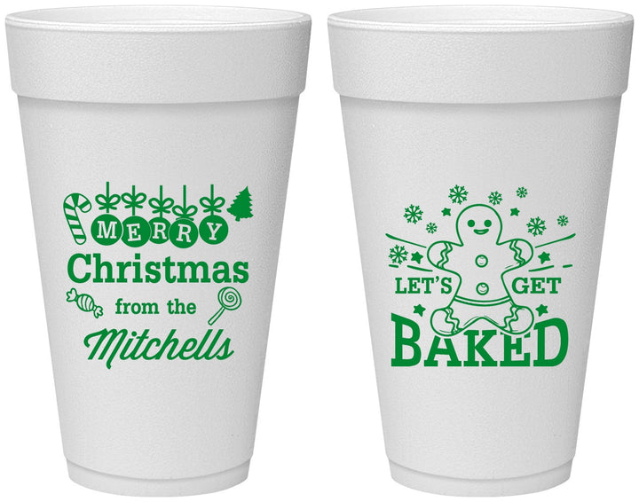 Personalized Christmas 20 oz Foam Cups - Lets Get Baked | 280039