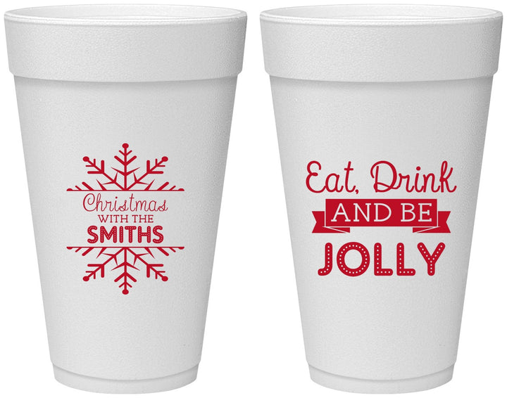 Personalized Christmas 20 oz Foam Cups - Eat Drink Jolly | 280040
