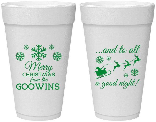 Personalized Christmas 20 oz Foam Cups - To All A Good Night | 280041