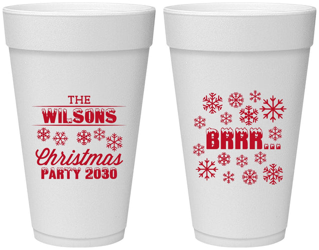 Personalized Christmas 20 oz Foam Cups - Snowflakes | 280042