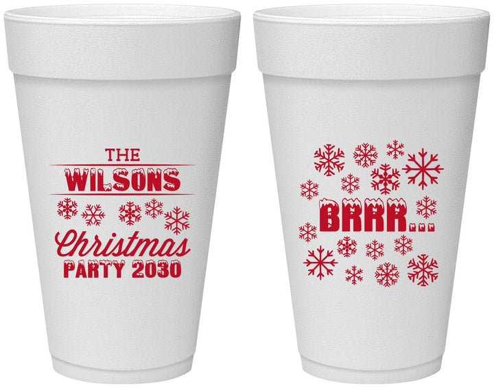 Personalized Christmas 20 oz Foam Cups - Snowflakes | 280042