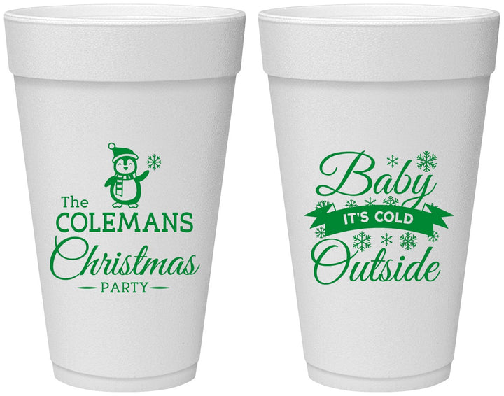 Personalized Christmas 20 oz Foam Cups - Cold Outside | 280043
