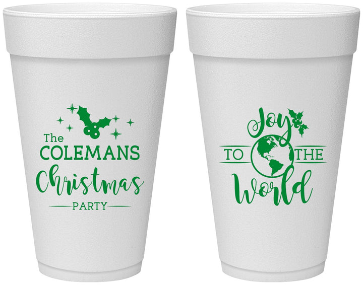 Personalized Christmas 20 oz Foam Cups - Joy To The World | 280045