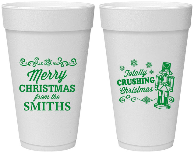 Personalized Christmas 20 oz Foam Cups - Snowflakes | 280053
