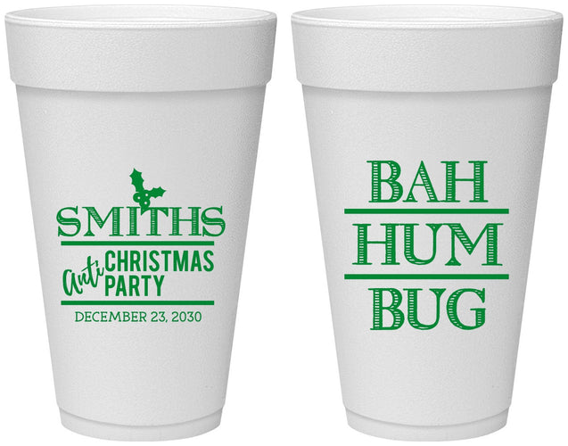Personalized Christmas 20 oz Foam Cups - Bah Hum Bug | 280057