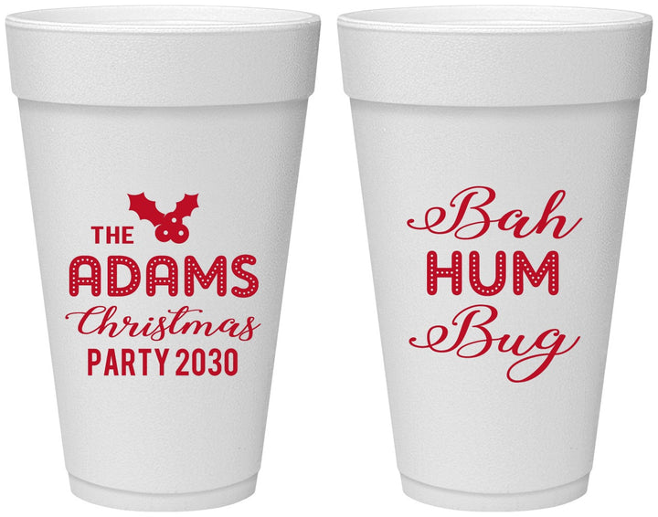 Personalized Christmas 20 oz Foam Cups - Bah Hum Bug | 280058