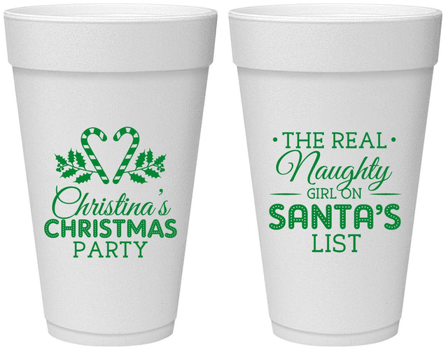 Personalized Christmas 20 oz Foam Cups - Naughty List | 280059