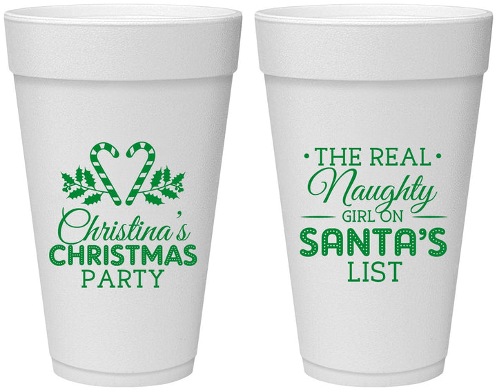 Personalized Christmas 20 oz Foam Cups - Naughty List | 280059