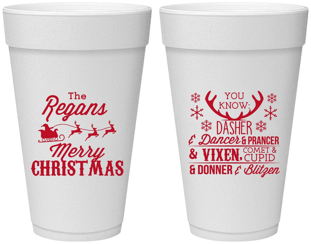 Personalized Christmas 20 oz Foam Cups - Reindeer | 280062