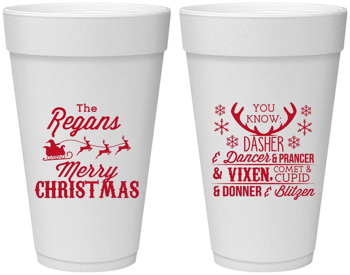 Personalized Christmas 20 oz Foam Cups - Reindeer | 280062
