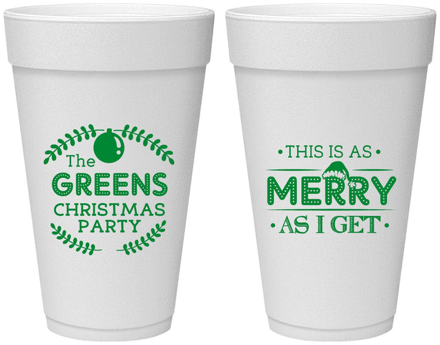 Personalized Christmas 20 oz Foam Cups - Merry As I Get | 280065