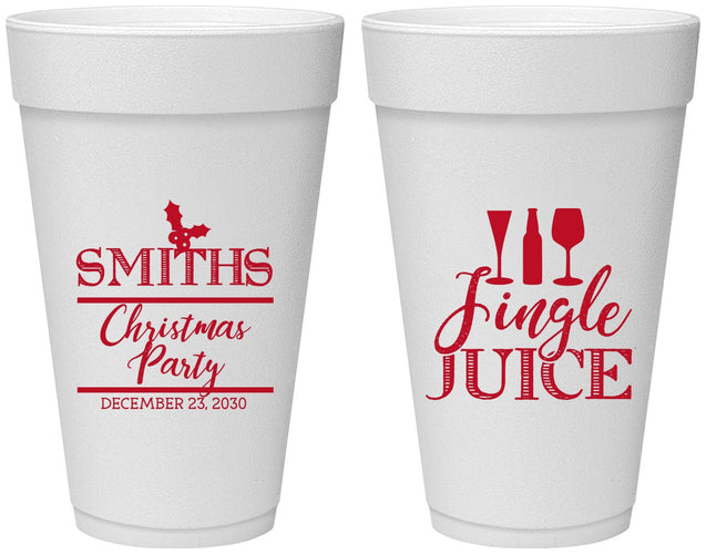Personalized Christmas 20 oz Foam Cups - Jingle Juice | 280066
