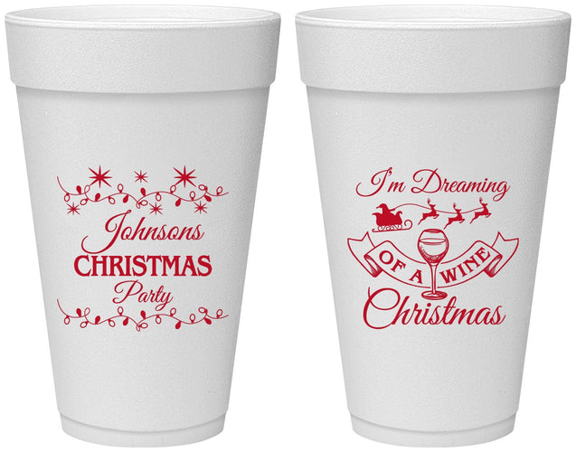 Personalized Christmas 20 oz Foam Cups - Wine | 280068