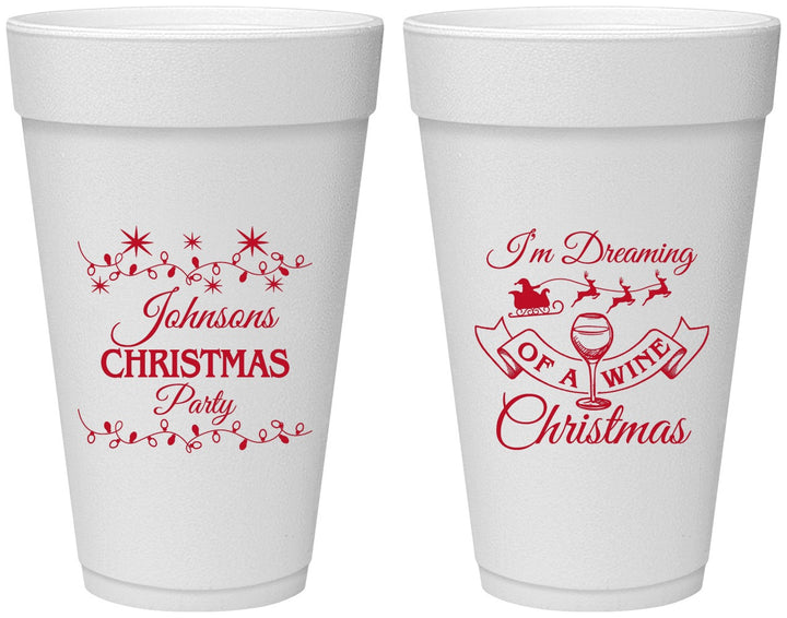 Personalized Christmas 20 oz Foam Cups - Wine | 280068