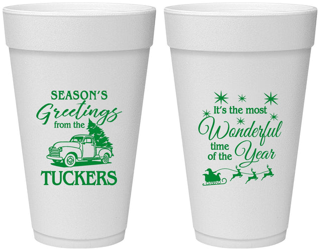 Personalized Christmas 20 oz Foam Cups - Season Greetings | 280071